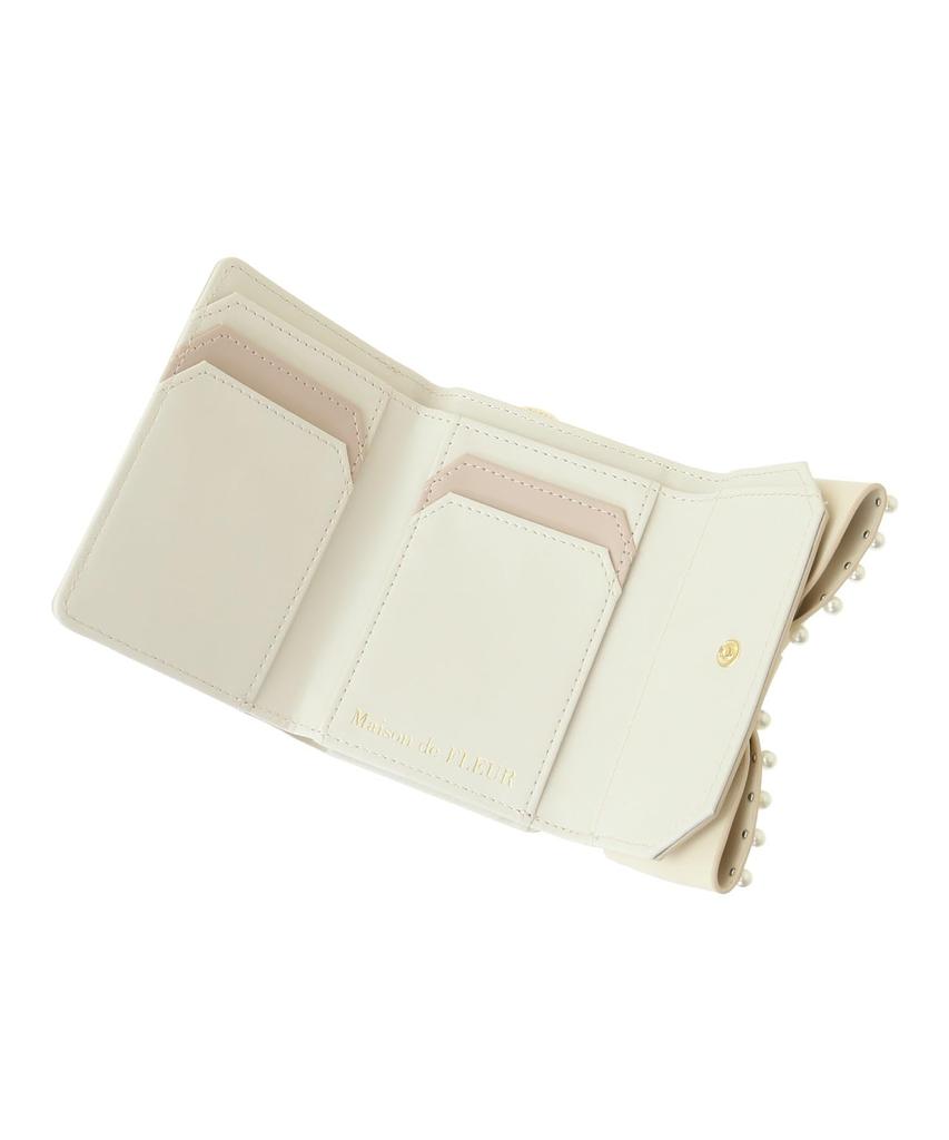 Maison de Fleur Кошелек с лентой и жемчугом цвета слоновой кости, Женский,