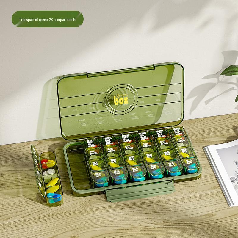 Portable Pill Box - Weekly Medicine Organizer with Large Capacity and 3-Daily Compartments