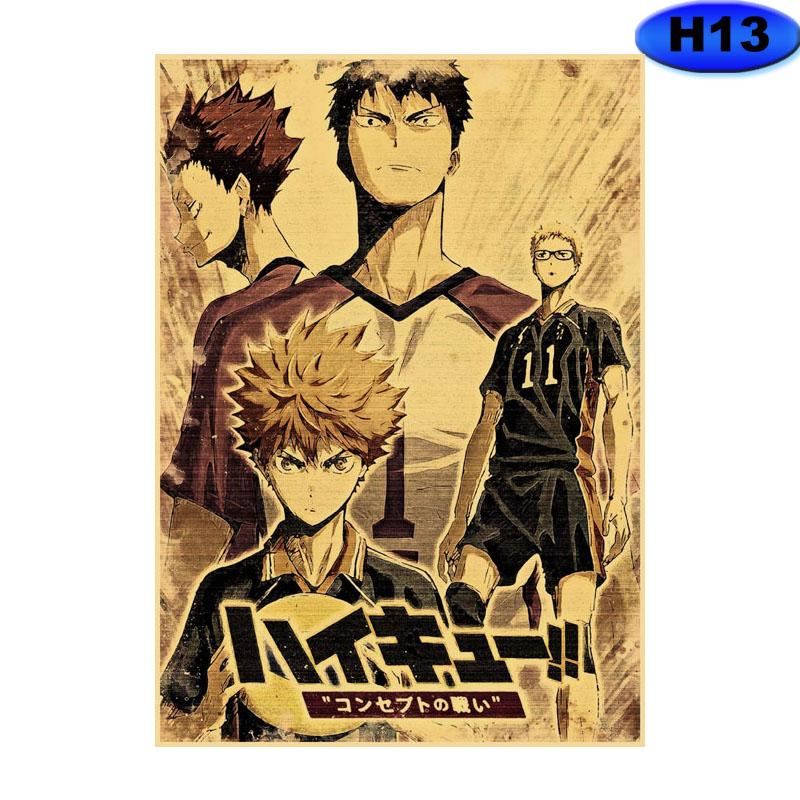 Аниме Haikyuu плакат ретро крафт-бумага волейбольный мальчик принты современное украшение дома настенная художественная роспись Декор комнаты Эстетический
