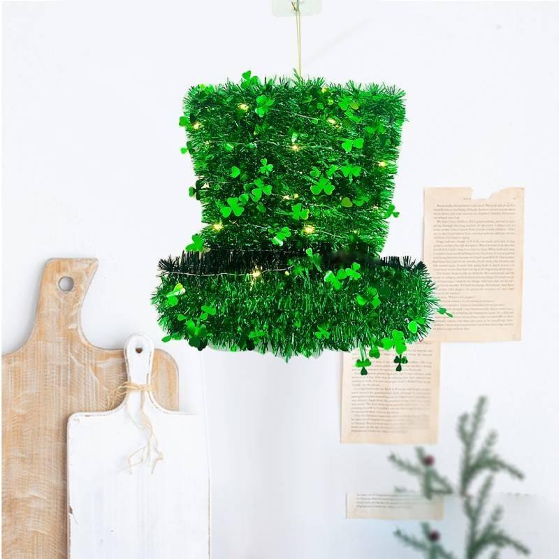 Irish Day Stpatricks Festival Wreath Clover Hat Hanging Simple Decoration