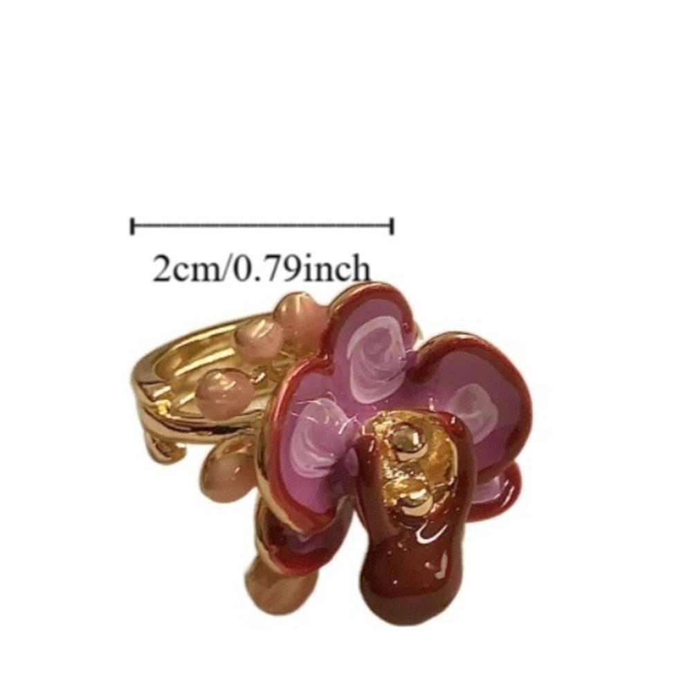 Белый Ирис Цветок Эмаль Кольцо на Палец Орхидея-Бабочка Французское Неправильной Формы Кольцо Женщины