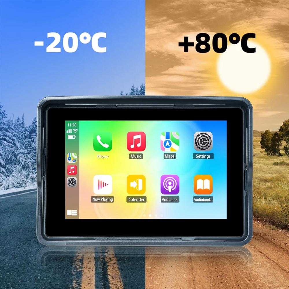 5-дюймовый портативный видеорегистратор для мотоцикла, беспроводной Apple Carplay, Android, автонавигация, GPS-экран, водонепроницаемый дисплей IPX7, двойной BT