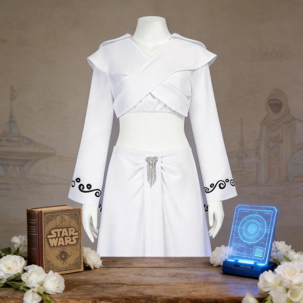 Padme Amidala Cosplay Costume With Polyester Fabric For Halloween And Drama Performances