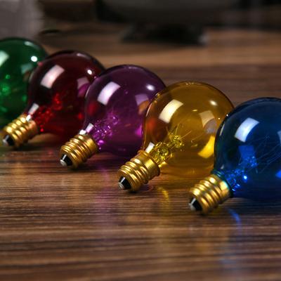 25 шт. G40 вольфрамовая лампа Замена 5 цветов 7 Вт 220-240 В глобусная лампа E12 цокольные лампочки для