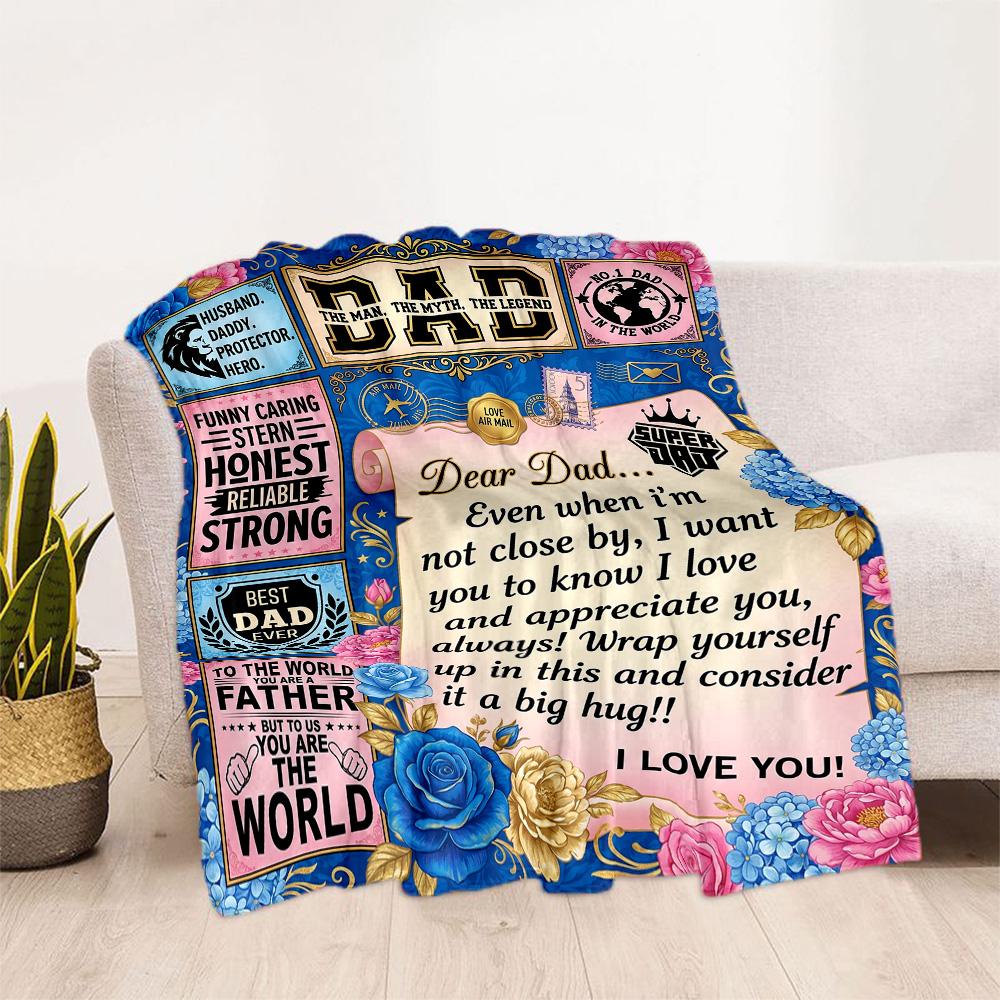 Love Letter To Dad Flannel Blanket-Soft and Suitable for Sofas,Beds,Offices,Travel,All Seasons,Great Gift for Holidays and Birthdays.