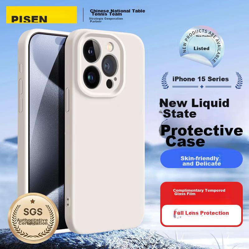 Pisen 15 Pro Max Phone Case, Flexible Liquid Silicone Case, Full Protection Anti-Scratch Anti-Shock Ultra-Thin Soft Case, Antique White