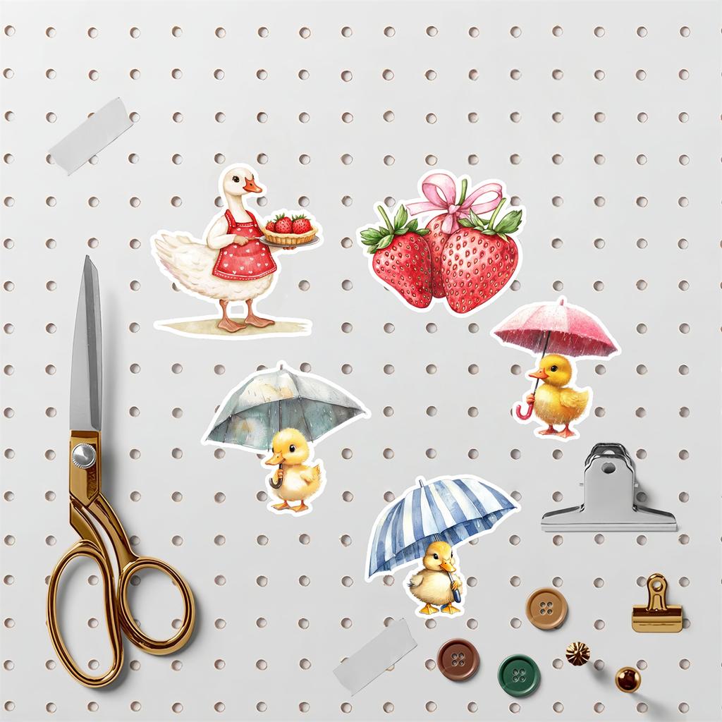 20pcs Watercolor Cute Goose Strawberry graffiti stickers, stationery, notebook, account materials, phone cases, luggage, guitar
