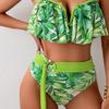 2 шт./компл., женский сексуальный комплект бикини с лентой на талии и v-образным вырезом, комплект бикини с бюстгальтером, высокие трусы для плавания