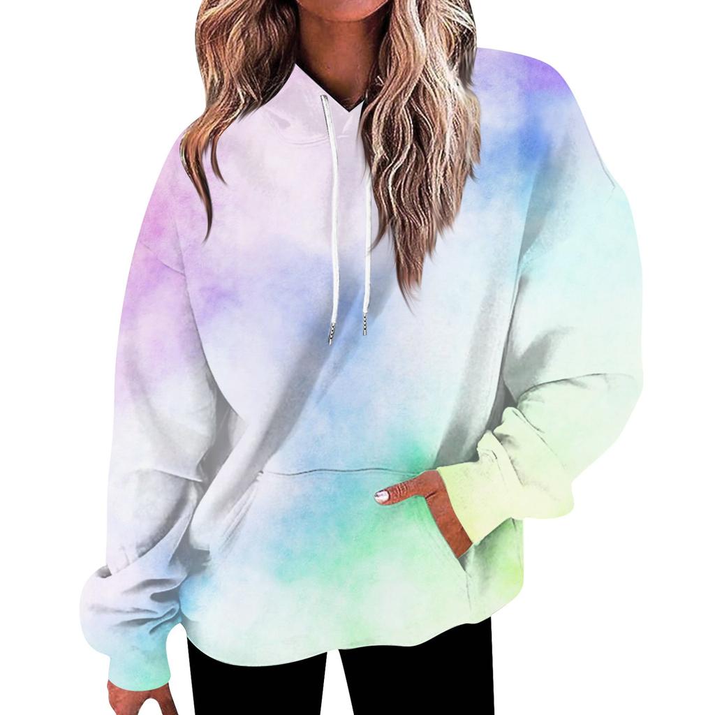 Женская мода Повседневные Универсальные Повседневные толстовки с круглым вырезом Графика Повседневные с длинным рукавом Градиент Лоскутная верхняя одежда с принтом Толстовки