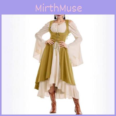 Европейское средневековое сценическое платье в стиле барокко из полиэстеровой ткани с вставками для театральных представлений