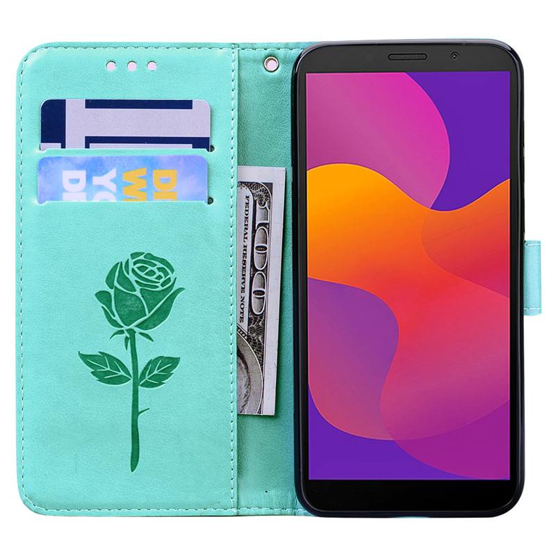 Красный кожаный флип-кейс с цветочной гравировкой для моделей Realme и OPPO