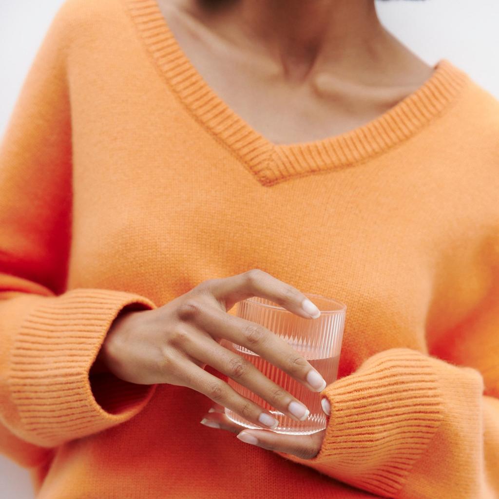 GMXIA Осенне-зимний свитер с V-образным вырезом, свободные длинные рукава