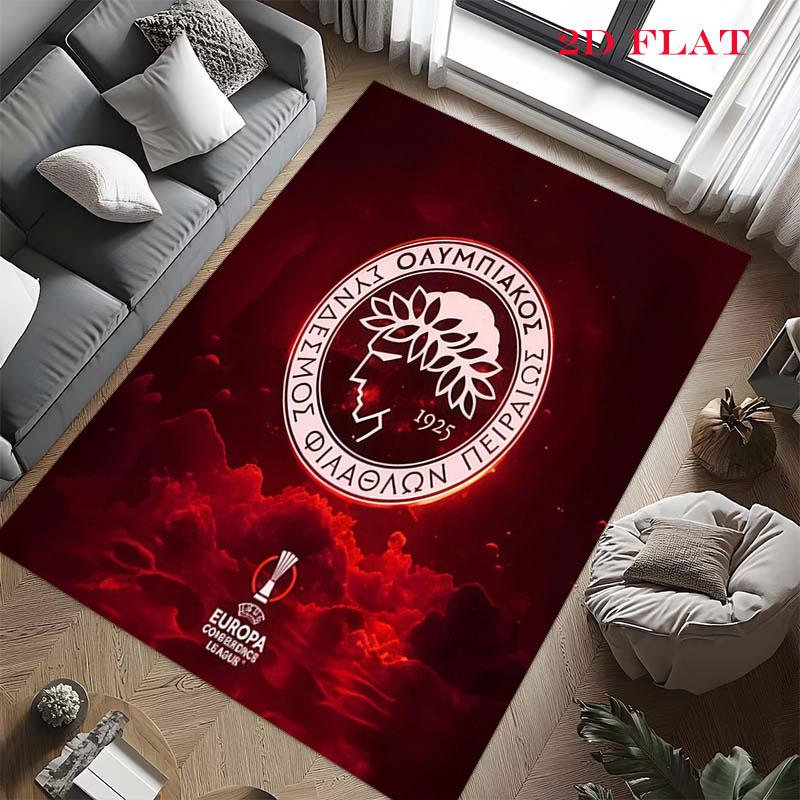 Olympiacos logo Carpet Rug for Living Room Bedroom Home Sofa Decoration,Kids play Nonslip Floor Mat