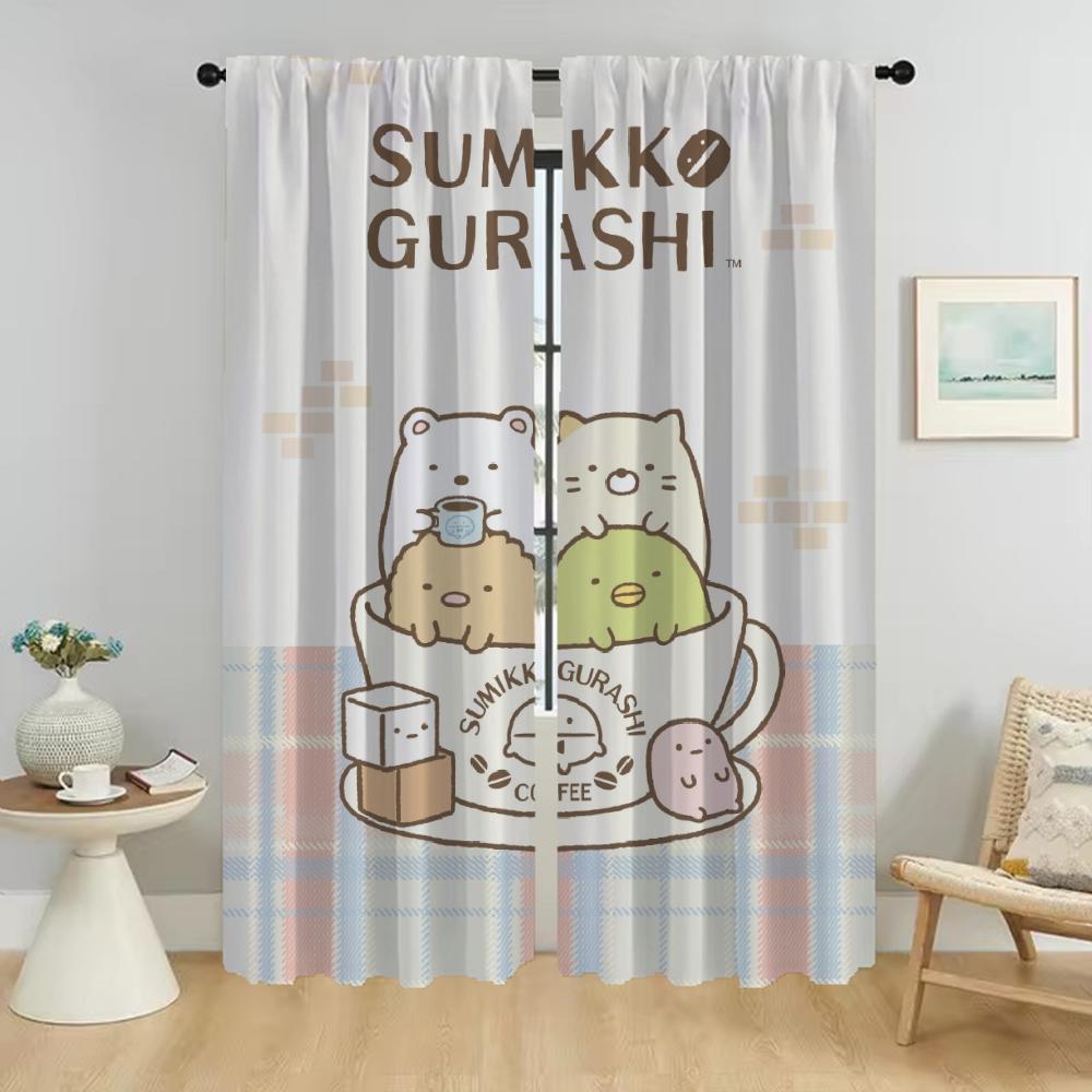 Затемняющая штора Sumikko Gurashi для комнаты, 2 панели, Тюль для штор в спальню, Детская комната, Домашний интерьер, Шторы, Жалюзи, Перегородка