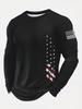 Patriotic Long Sleeve T-shirt, American Flag Print, Casual Essential