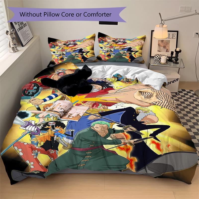 One Piece Bedding 3 Piece Set HD Print Duvet Cover Pillowcases for Teens Adult Bedroom Decoration Christmas Gift C383