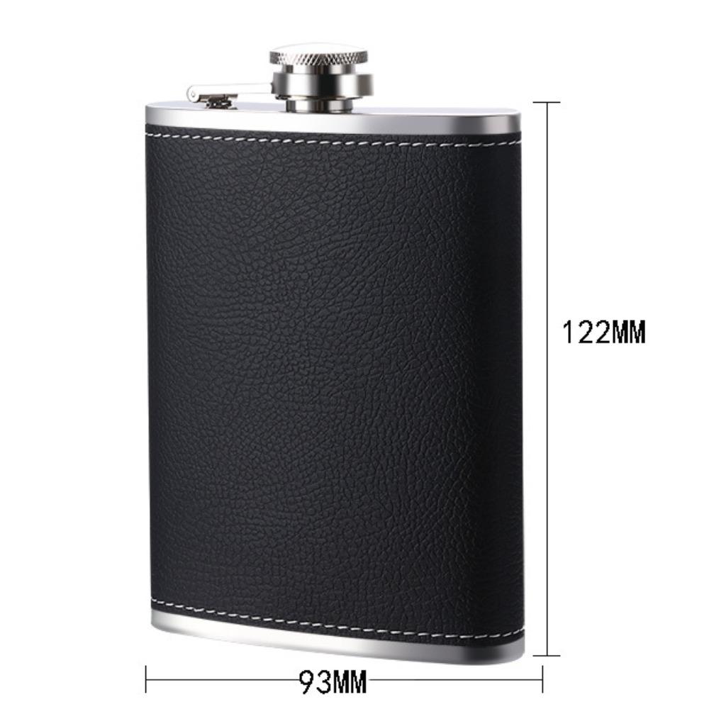 Stainless Steel Leather Texture Hip Flask with Funnel and Cups Whiskey Flasks Flagon  Outdoor