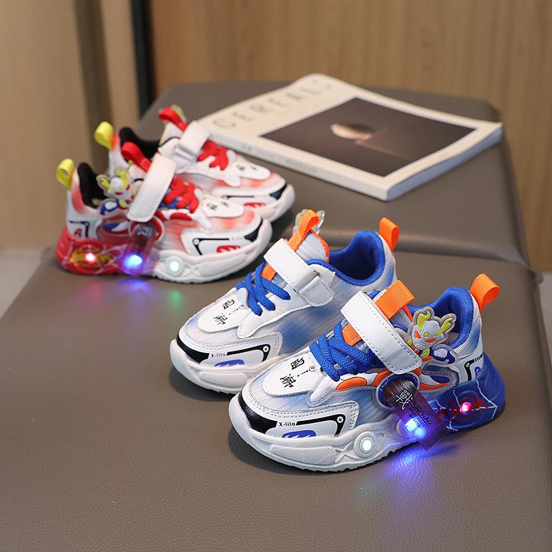 Кроссовки детские Luminous Mesh Ultraman Cartoon - унисекс 2023 года, дышащая спортивная обувь