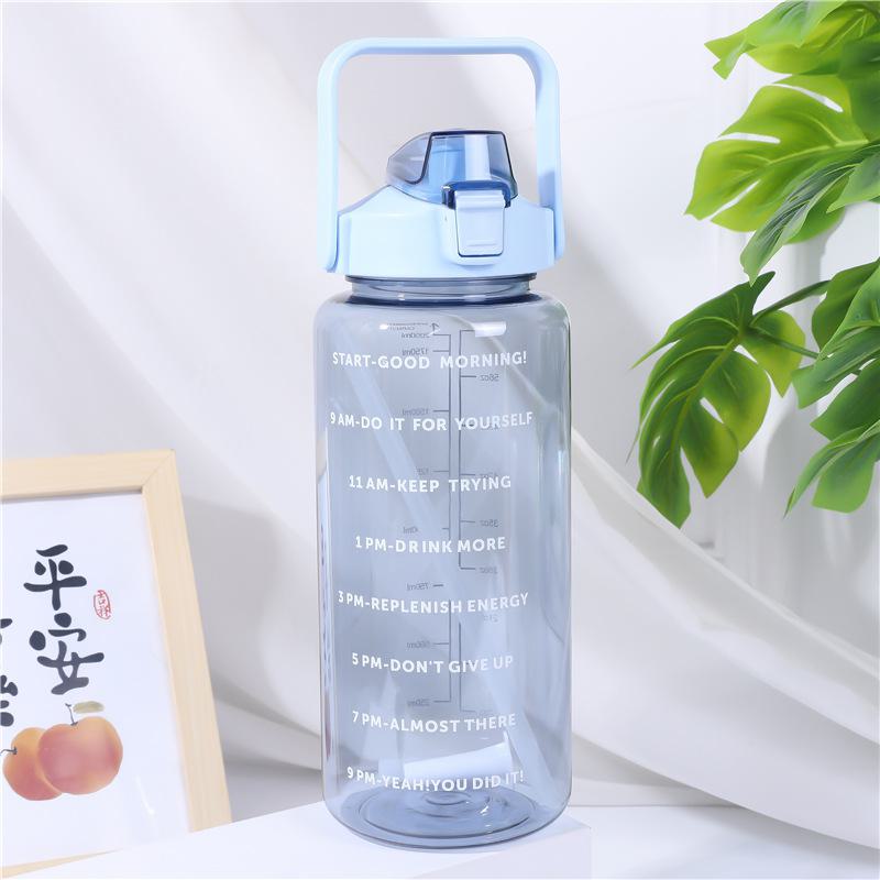 Бутылка для воды для спорта градиентного цвета объемом 2000 мл с ручкой и трубочкой, стакан из матового пластика без содержания бисфенола А