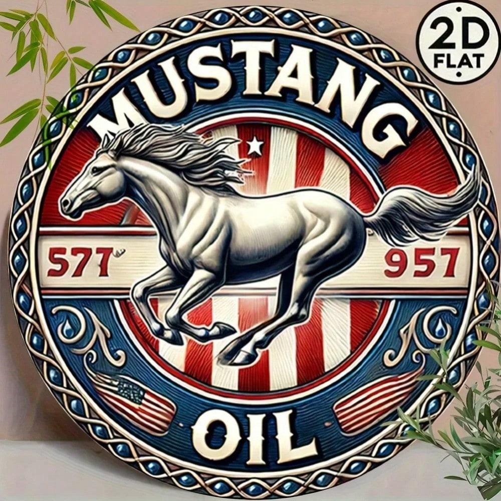 Металлическая табличка Винтажная 8 дюймов Ford Mustang 577 Масло 957 Настенное искусство Декор для дома