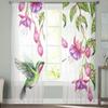 Тюлевая занавеска «Колибри» с фиолетовыми цветами и листьями для гостиной, прозрачная занавеска с балдахином для кухни, спальни, оконные шторы