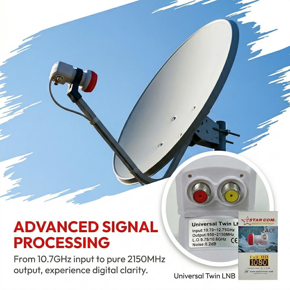 Full HD Спутниковый ТВ-приемник Двойной выход LNB Диапазона KU Одиночный LNB 9.75/10.60GHz Спутниковая тарелка LNB