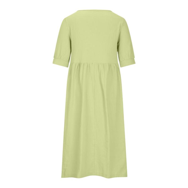 GMXIA Женское однотонное платье миди со свободной талией, хлопковое облегающее платье с круглым вырезом