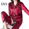 Female Nighty 2 Pcs/Set Pajamas Suit Imitation Silk Single-breasted Cardigan Oversized Turn-down Collar for Home
