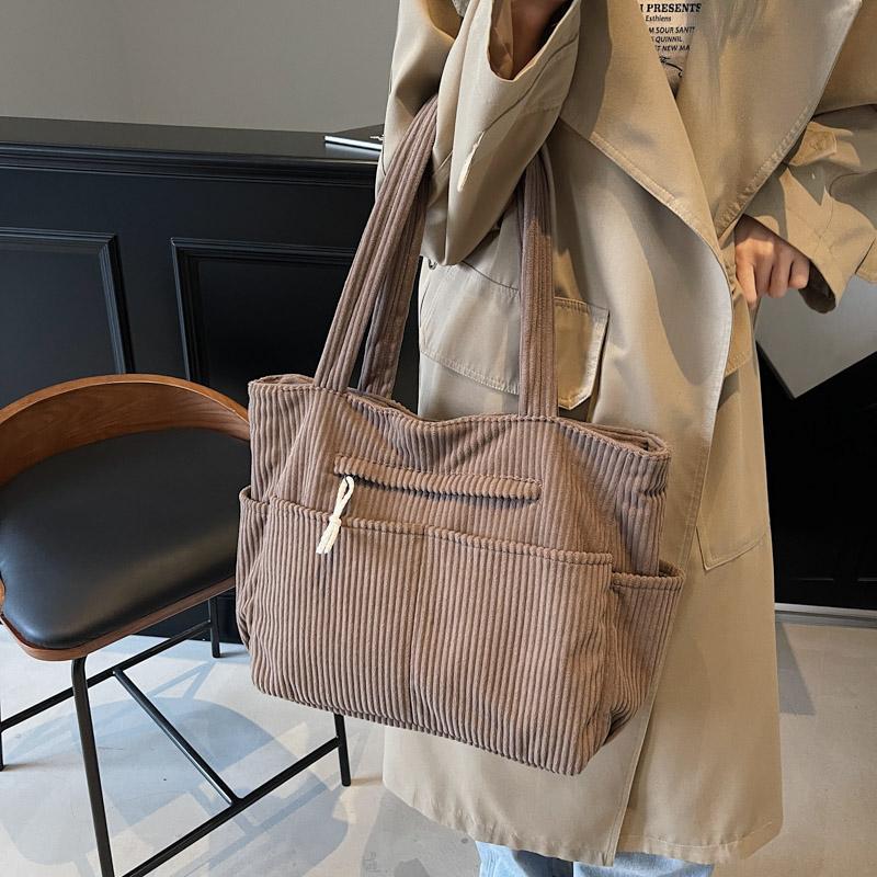 Сумка через плечо женская большая вместительная вельветовая сумка однотонная сумка-тоут сумка для поездок на работу