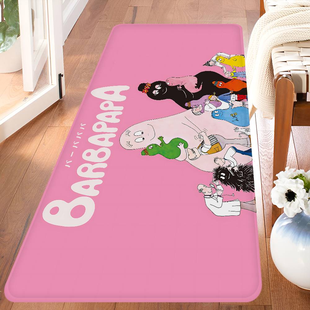 Cute Cartoon Les Barbapapa Hallway Carpet Washable Non-Slip Living Room Sofa Chairs Area Mat Kitchen Doormat Area Rug
