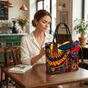  Vintage Tribal Print Canvas Tote Bag Large Capacity Casual Daily Shoulder Handbag for Women Shopping Travel