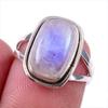 Натуральный радужный лунный камень, драгоценный камень, кольцо из стерлингового серебра 925 пробы, размер 6 j0A93