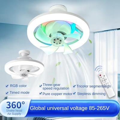 40 Вт 360 ° Shake Head Fan Light Спальня Пульт Дистанционного Управления Светодиодный Потолочный Вентилятор Лампа Бытовой Интеллектуальный Таймер Потолочный Светильник Вентилятор