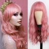 24 "Длинный розовый парик Сакуры с челкой, волнистый парик, парик из синтетического волокна, женский длинный парик, натуральные парики, парик для косплея/ежедневного/вечеринки