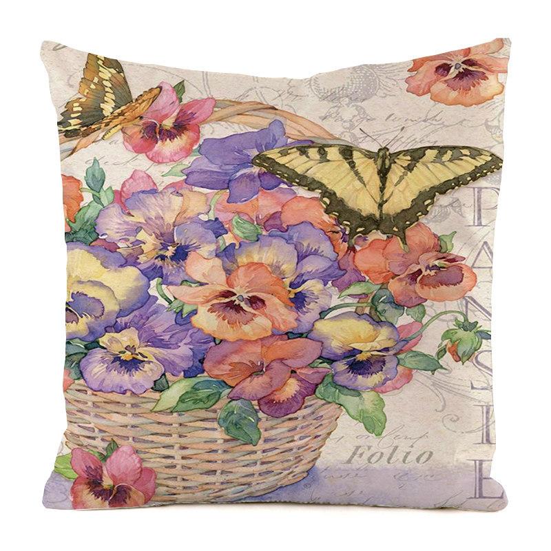 Colorful Countryside Butterfly Digital Printing Short Plush Pillow Covers For Car Sofa Office Cushion Cover Home Goods