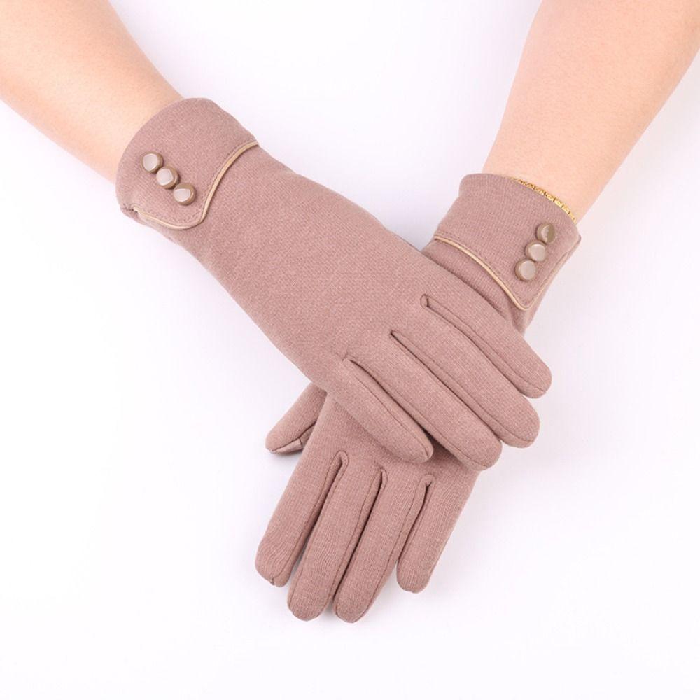 Simple Velvet Gloves Five Finger Cycling Driving Gloves Full Finger Mittens  Girls
