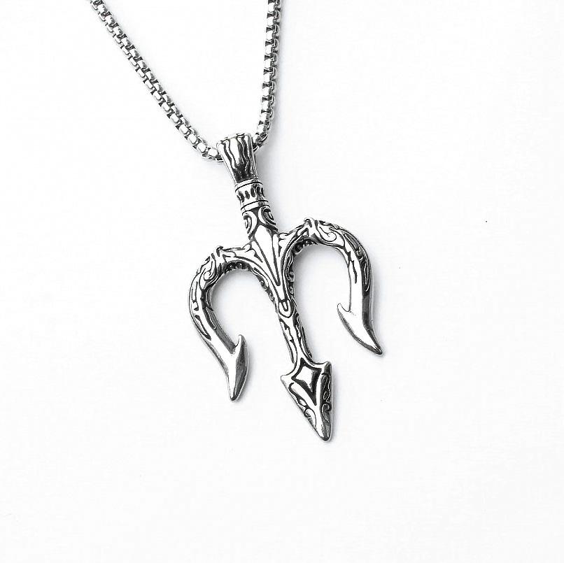 Fashion Titanium Steel Double Snake Pendant Trendy Male Personality Double Snake Wrap Necklace Men