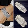 Luxury Full White Zircon Crystal Elastic Bracelet Bling Iced Out Rhinestone Women 'S Bracelet For Women Wedding Jewelry