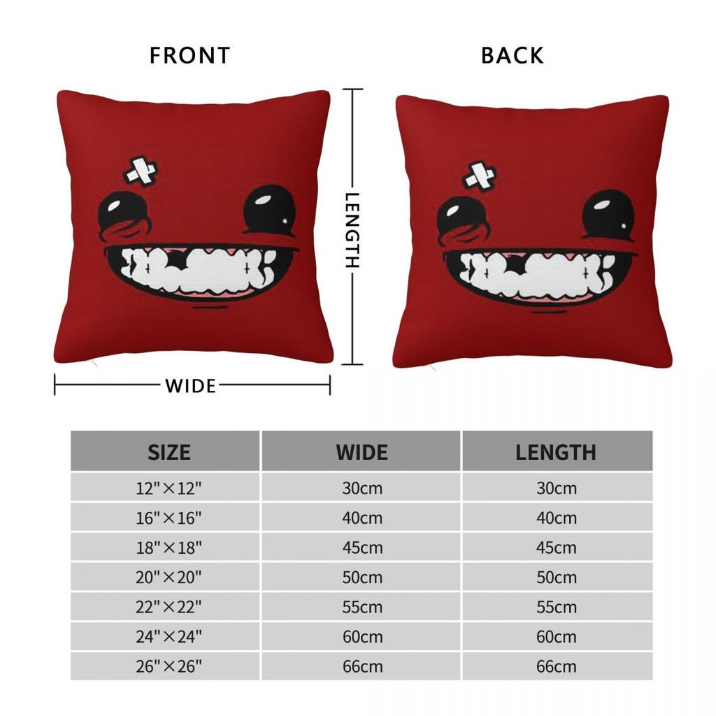 Supermeatboy Logo Super Meat Boy Logo Game Cool Hot New Fresh Red Sexy Smile Pillowcase Cushion Comfort Throw Pillow Cushions