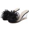 Fashion Sexy Wedge Shoes Crystal Transparent High Heel Shoes Big Flower Slopes Sandals Pumps Women Shoes