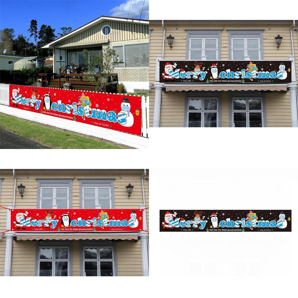 Баннер «Счастливого Рождества» с Санта-Клаусом и лосем для карантинного уличного праздничного декора