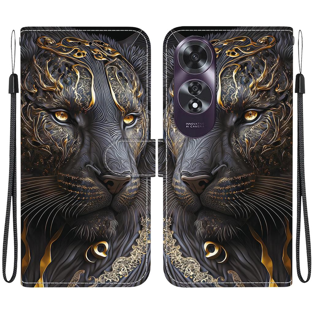 Чехол-книжка из искусственной кожи ручной работы для Oppo A60 4G, противоскользящий, противоударный, с ремешком на запястье и дизайном в виде сердца/розы/кошки