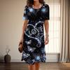 Женская мода изящный любовный принт лето весна короткий рукав О-образный вырез повседневные платья
