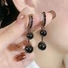 Темпераментные черные серьги в стиле ретро с шариками для женщин, роскошный дизайн, элегантные висячие серьги, ювелирные изделия