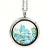 Necklace - Stones and Minerals - Paraiba Apatite - 20 Mm Medallion - Stainless Steel - Silver