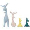 Статуэтка семьи оленей для домашнего декора | Набор фигурок из смолы (Упаковка из 4 штук, разноцветная)