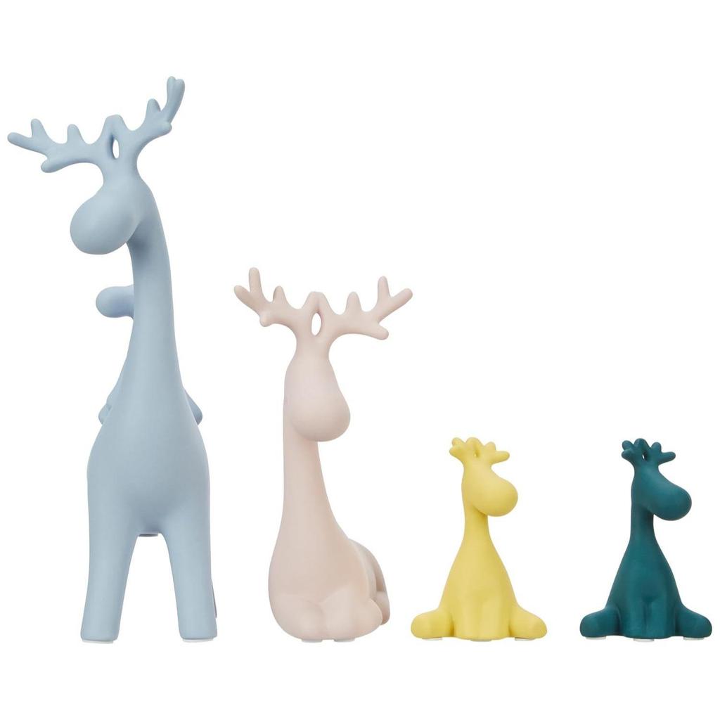 Статуэтка семьи оленей для домашнего декора | Набор фигурок из смолы (Упаковка из 4 штук, разноцветная)