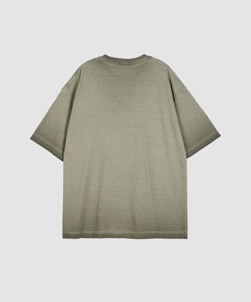 MAKEITTO Pigment Washed Oversized Crew Neck Short Sleeve T-Shirt_Khaki