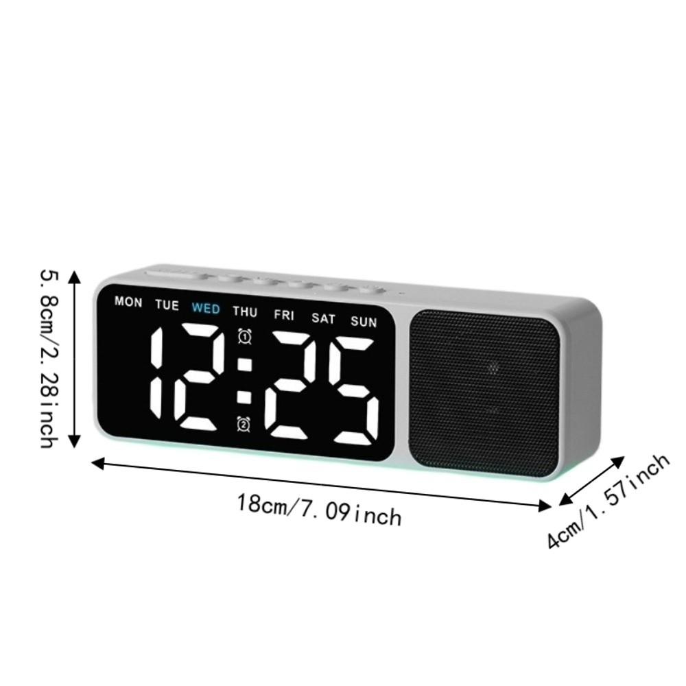 Dual Alarms Bluetooth Speaker with Clock Ambient Lighting Electronic Table Clock Tabletop