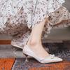 Fashion Elegant Niche Design Women's High Heels Daily Wear Bridesmaid Wedding Shoes Thin Heel Small Heel Cat